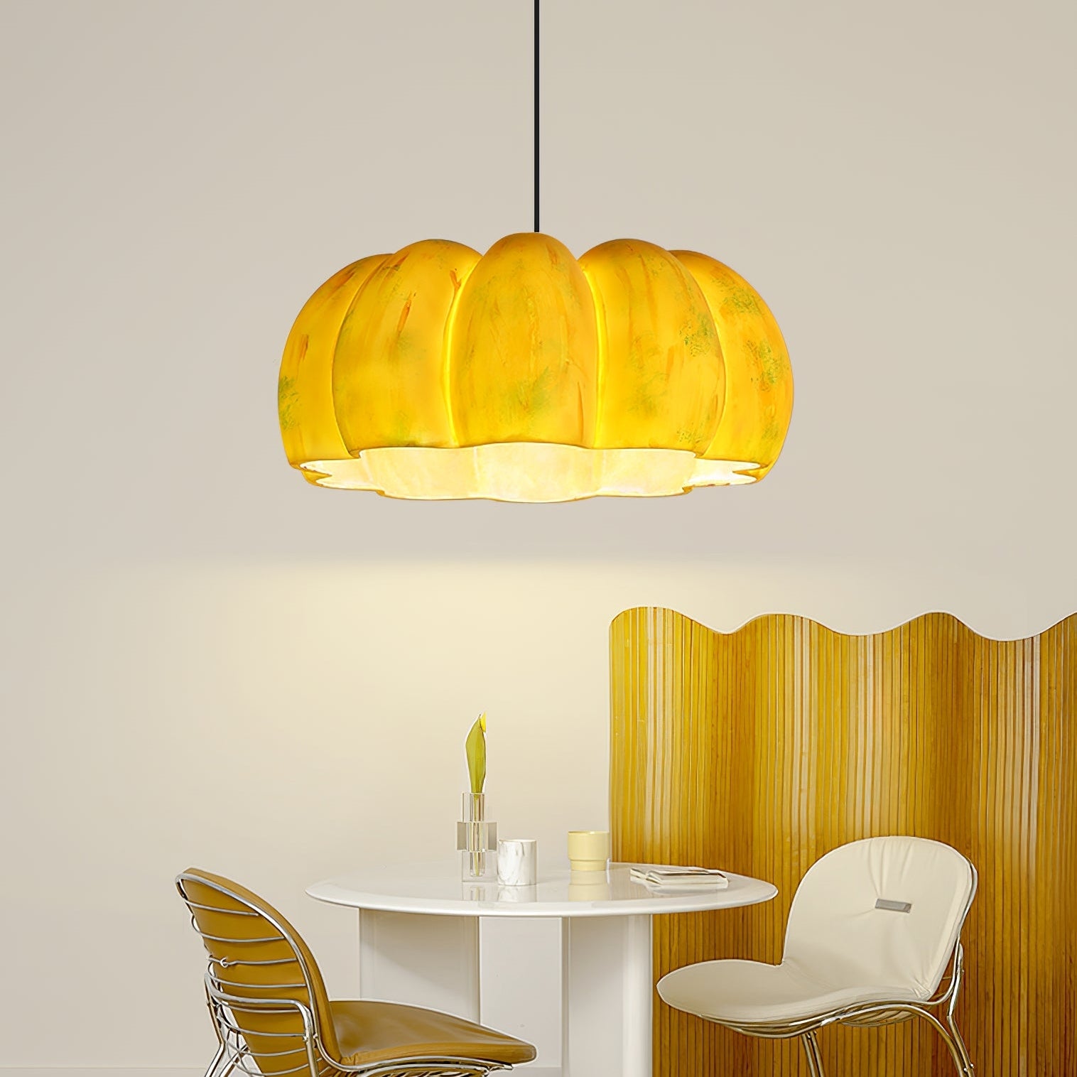 Yellow Pumpkin Pendant Light -Homdiy