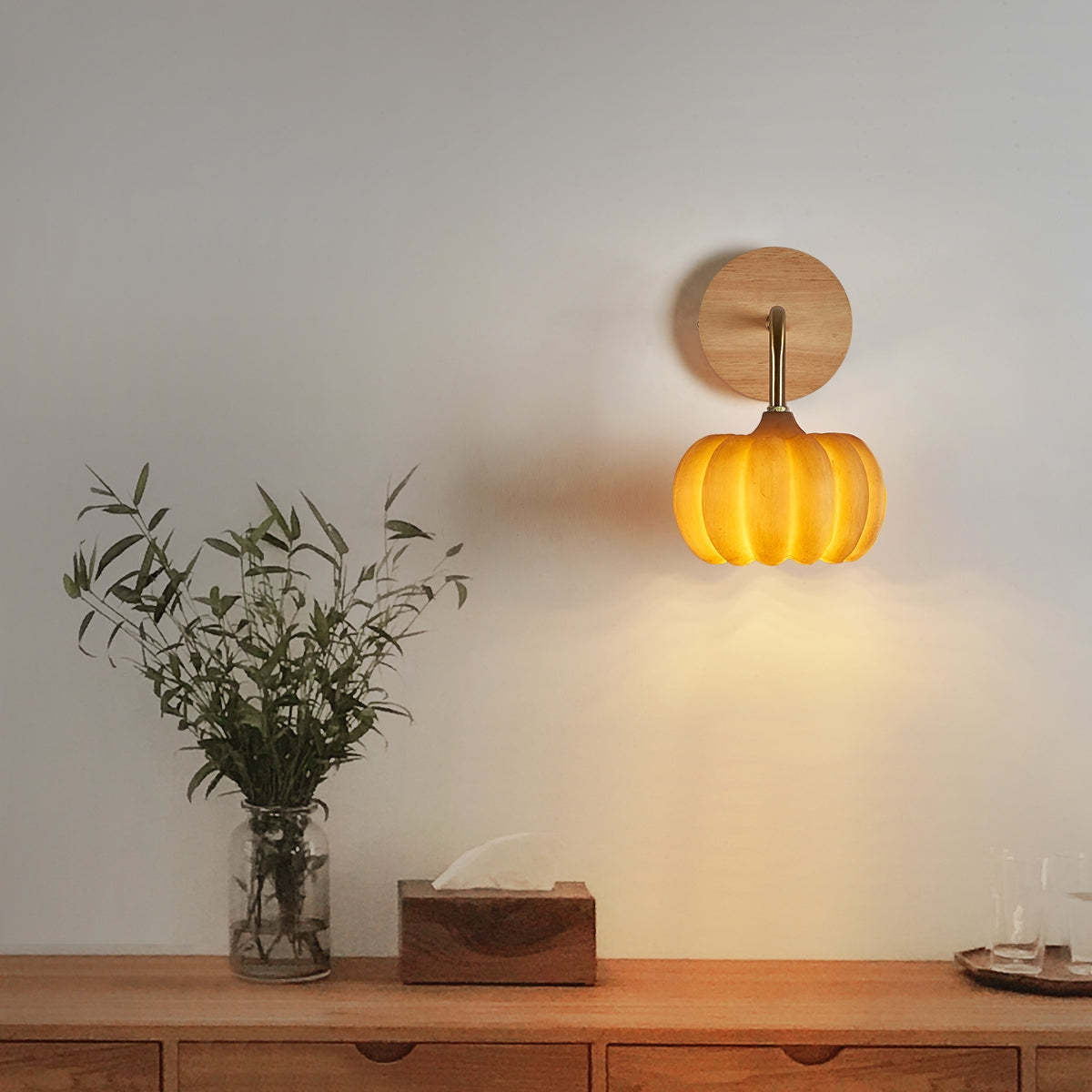 Cute Yellow Pumpkin Wall Lamp -Homdiy