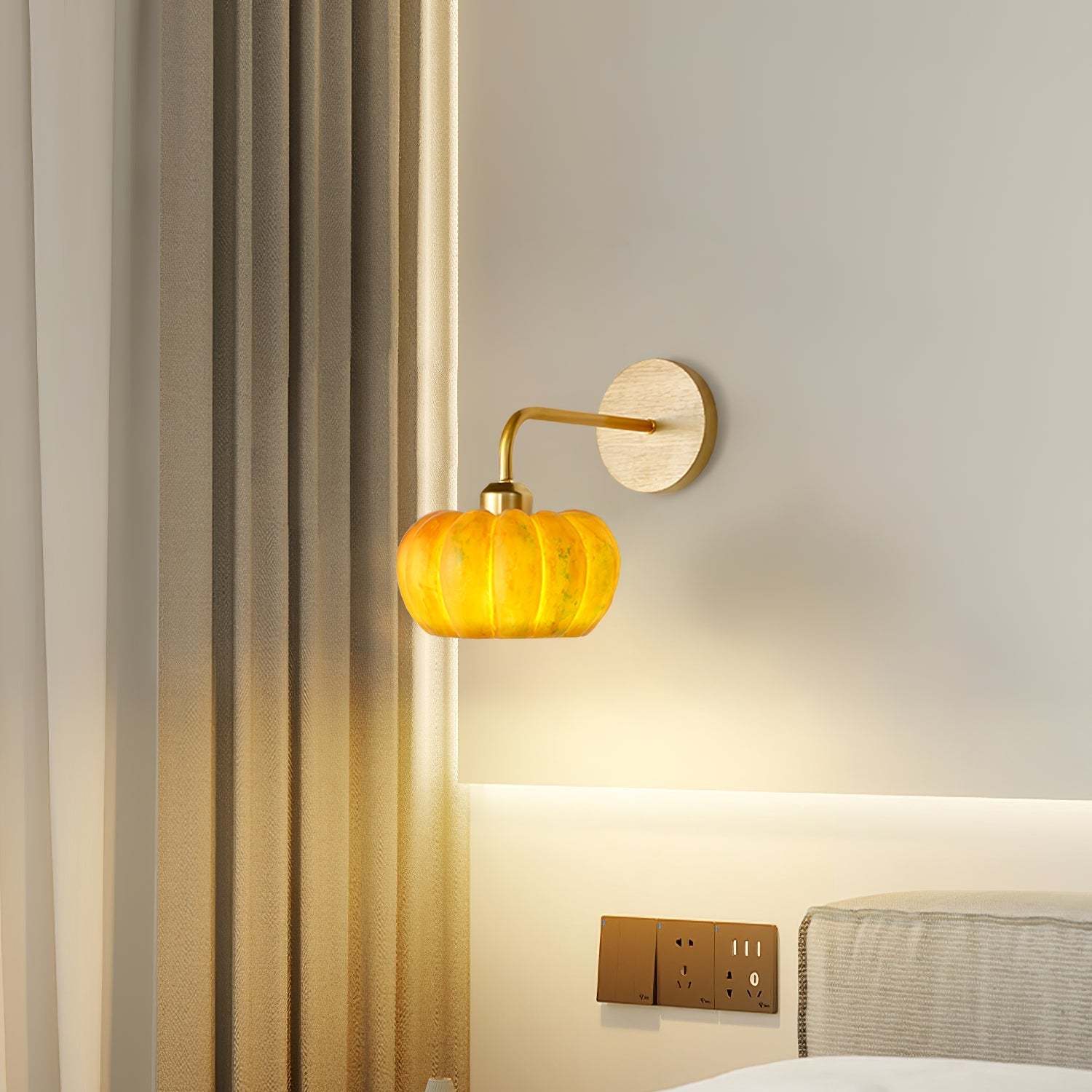 Cute Yellow Pumpkin Wall Lamp -Homdiy