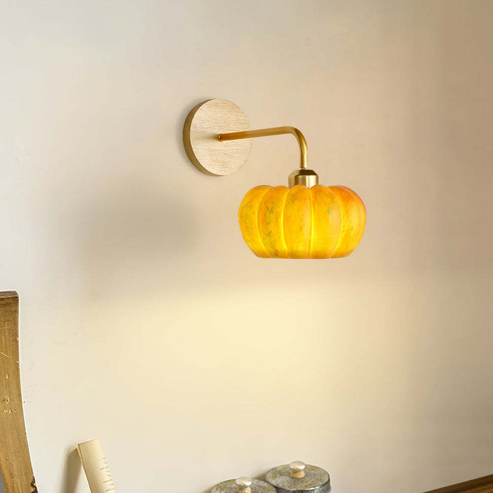 Cute Yellow Pumpkin Wall Lamp -Homdiy