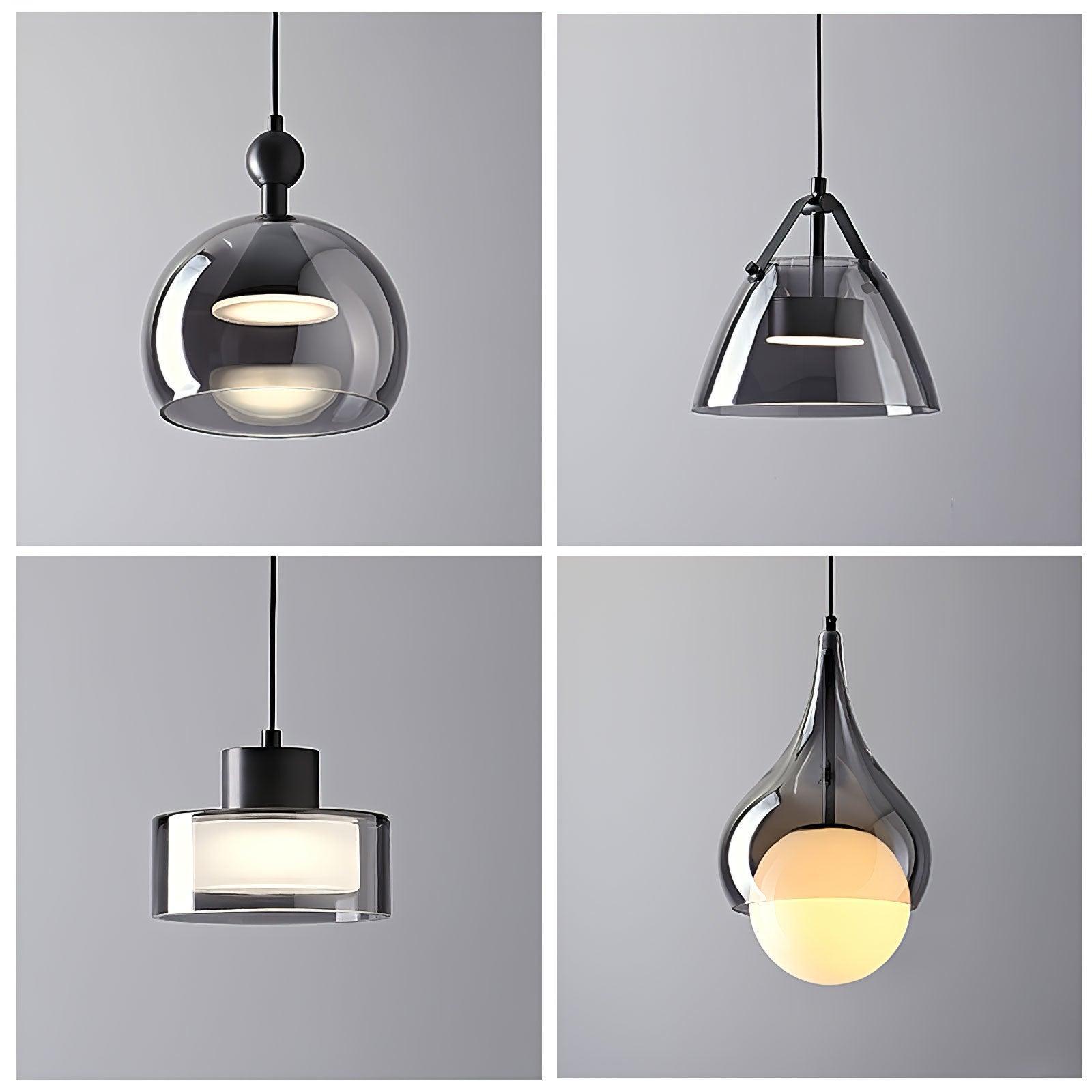 Nordic Black Glass LED Kitchen Island Pendant Light