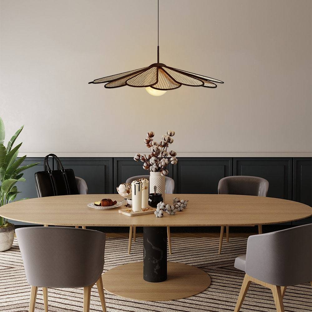 Modern Farmhouse Pendant Lighting Rattan Hanging Light -Homdiy