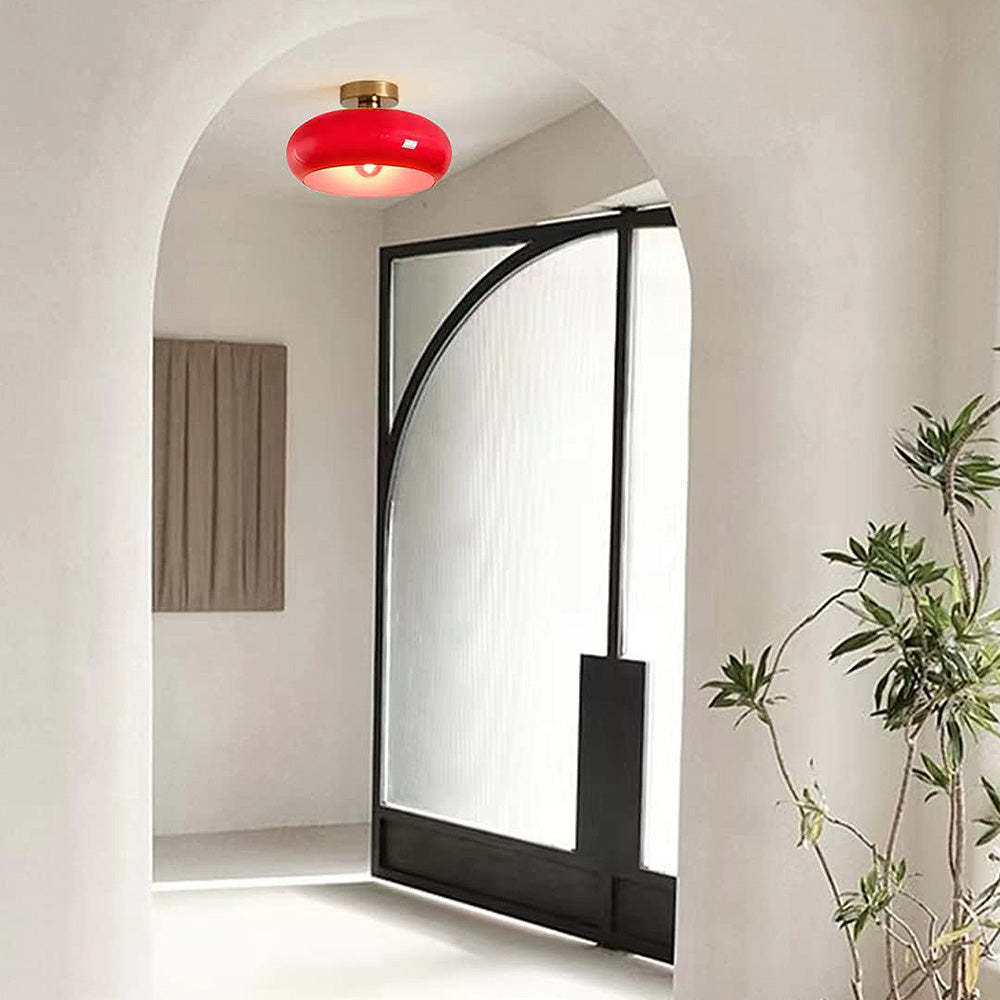 Retro Round Glass Shade Ceiling Light -Homdiy