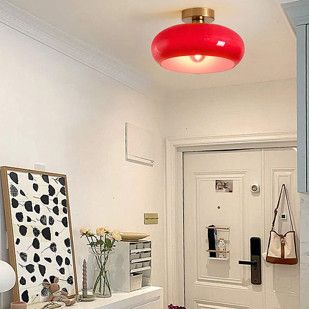 Mid-century ceiling light with outlet retro glass shadow