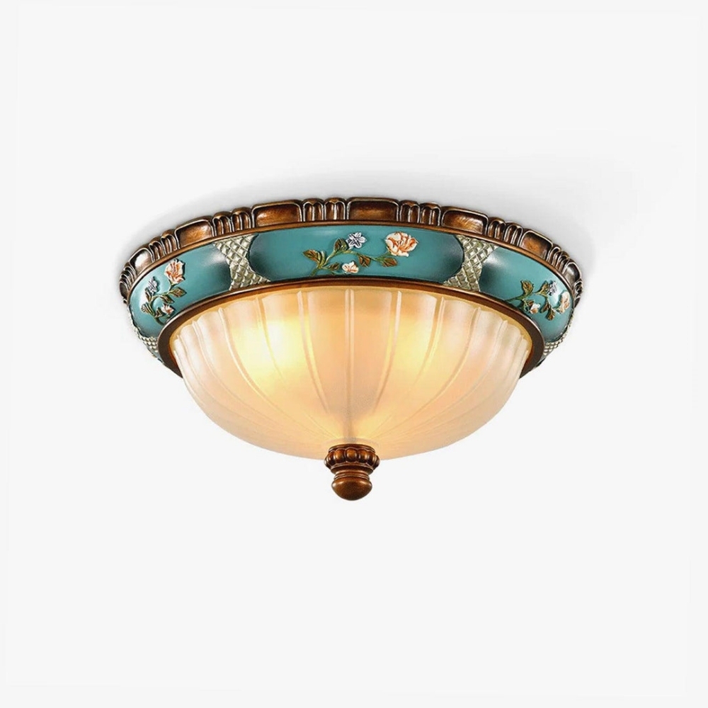 Retro Exquisite Resin Green Living Room Ceiling Light 