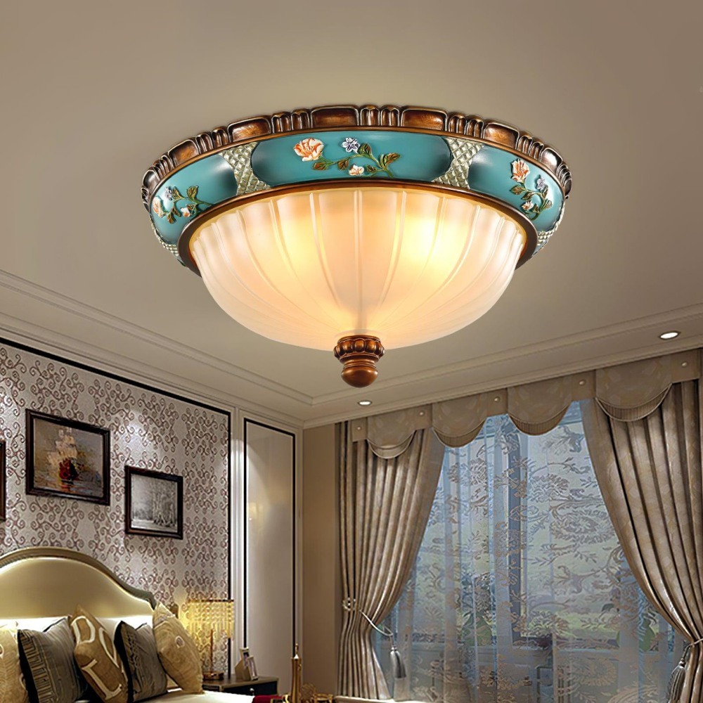 Retro Exquisite Resin Green Living Room Ceiling Light 