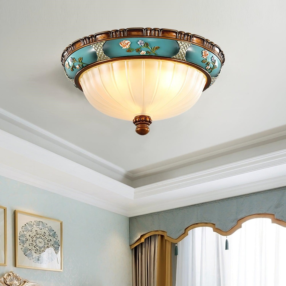 Retro Exquisite Resin Green Living Room Ceiling Light 