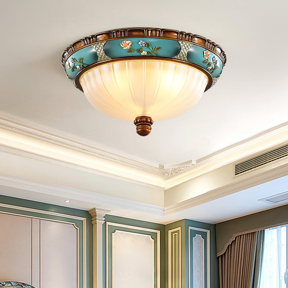Retro Exquisite Resin Green Living Room Ceiling Light 