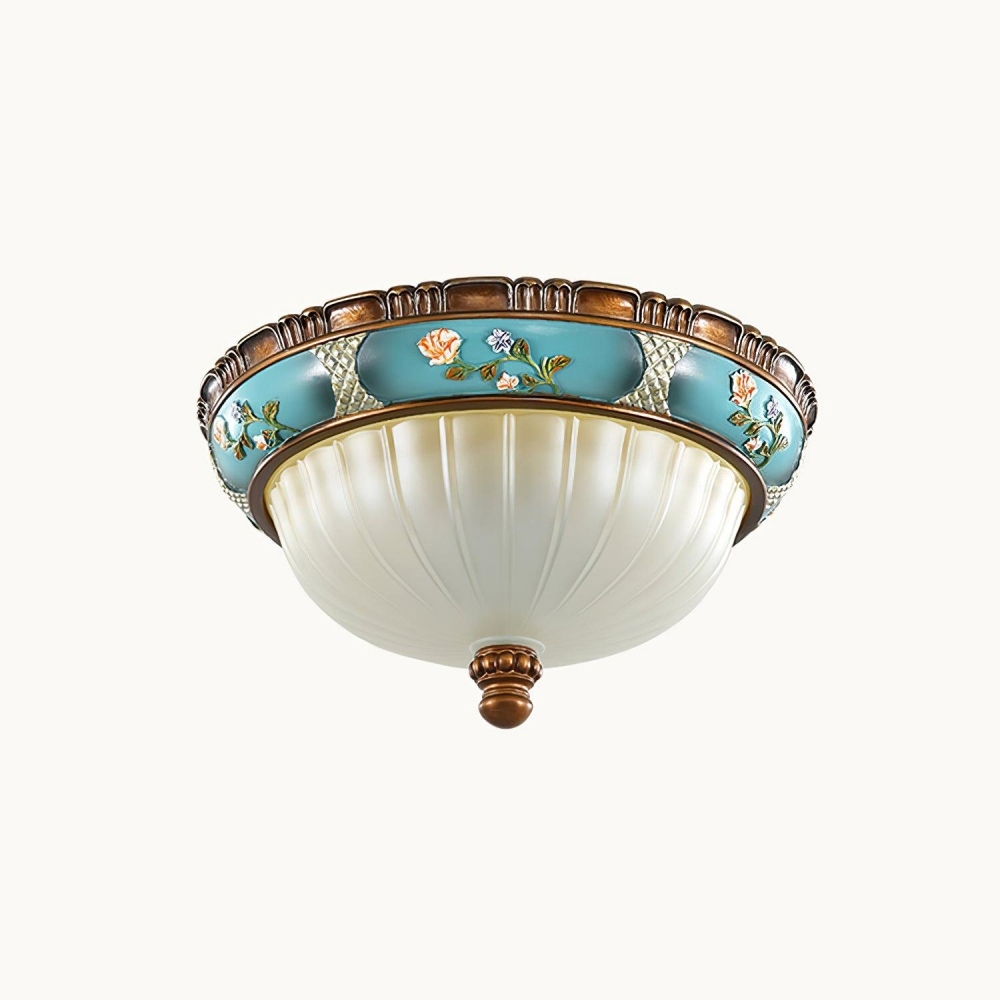 Retro Exquisite Resin Green Living Room Ceiling Light 