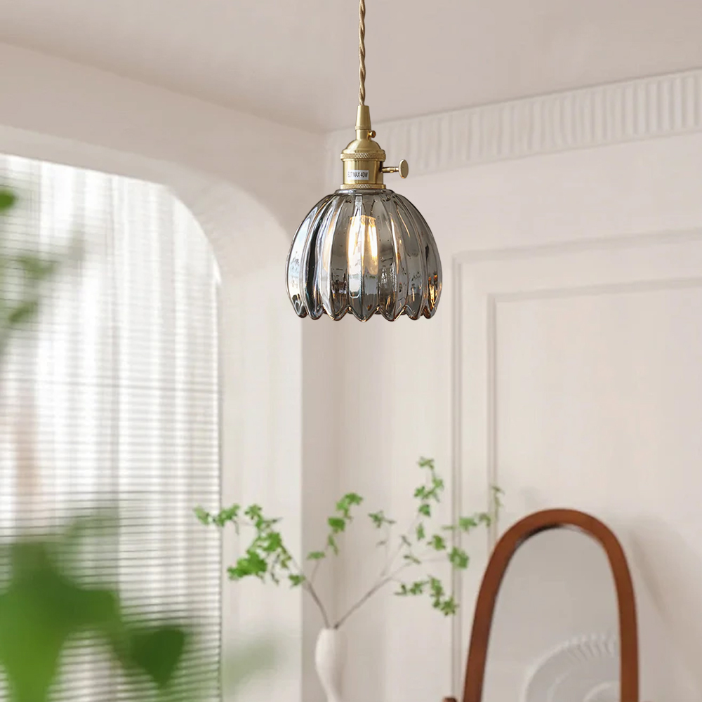 Retro Flower Glass Pendant Light