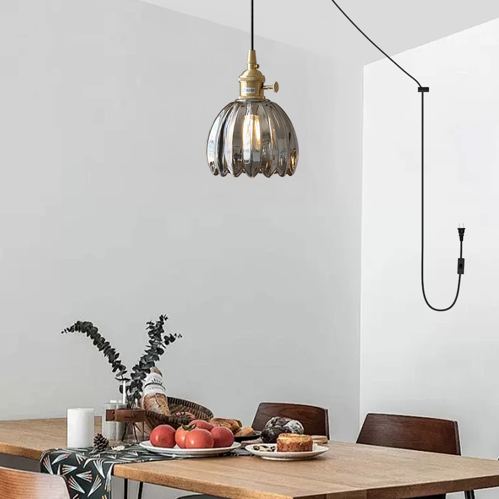 Retro Flower Glass Pendant Light