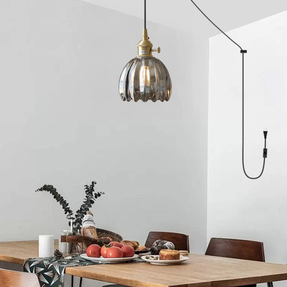 Retro Flower Glass Pendant Light