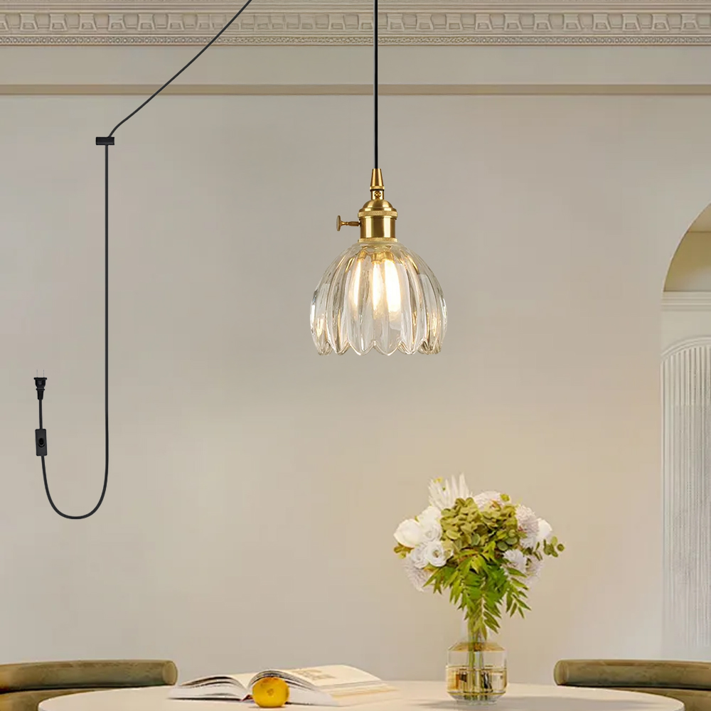 Retro Flower Glass Pendant Light