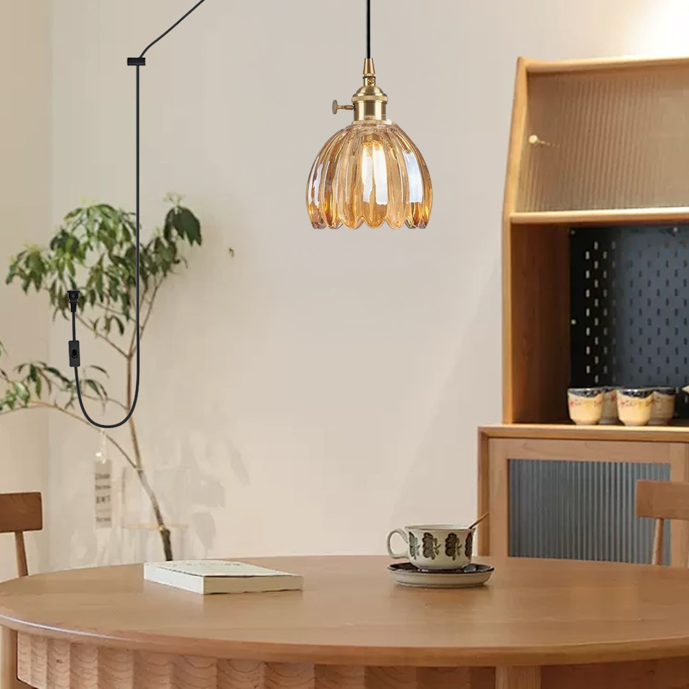 Retro Flower Glass Pendant Light