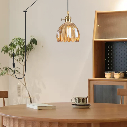 Retro Flower Glass Pendant Light