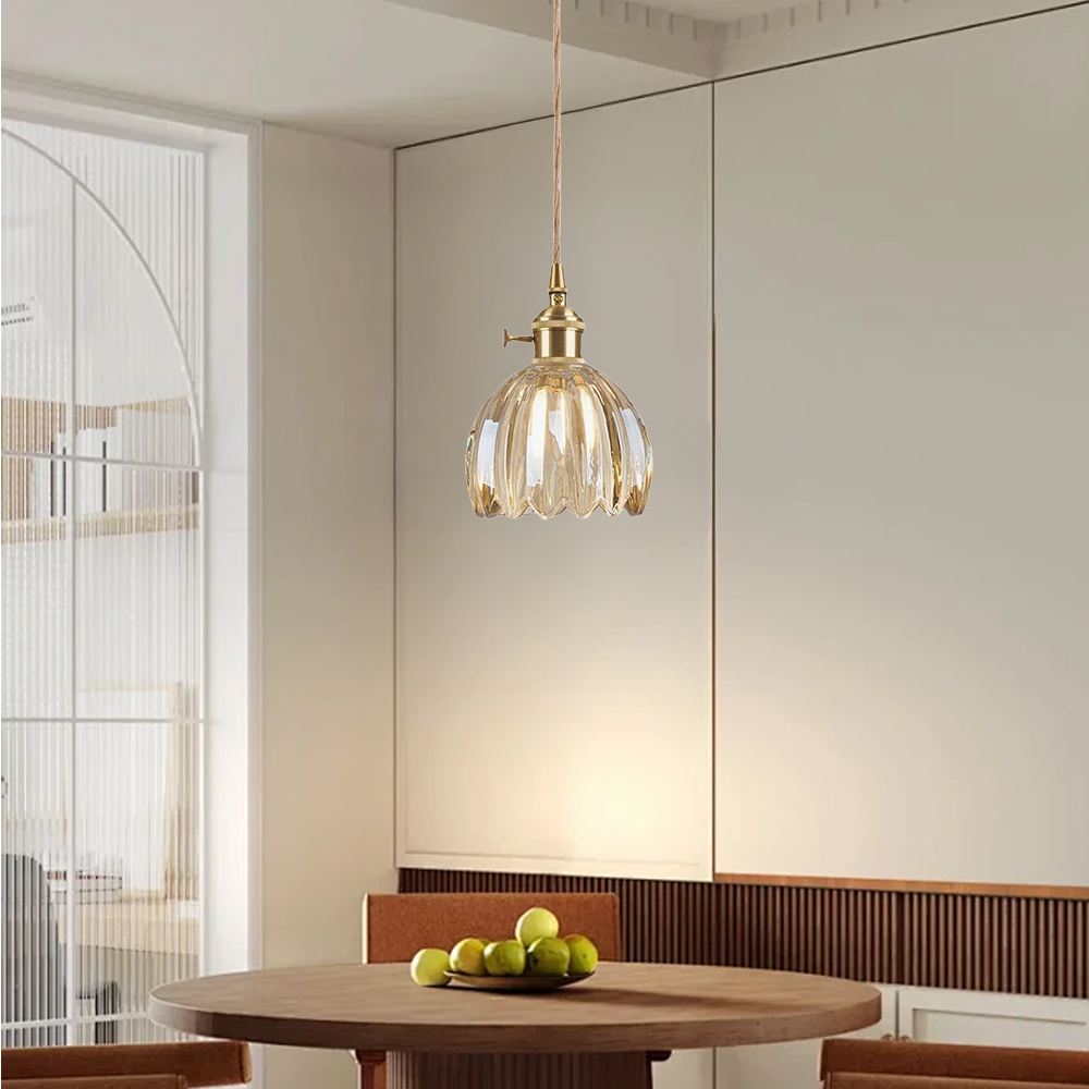 Retro Flower Glass Pendant Light