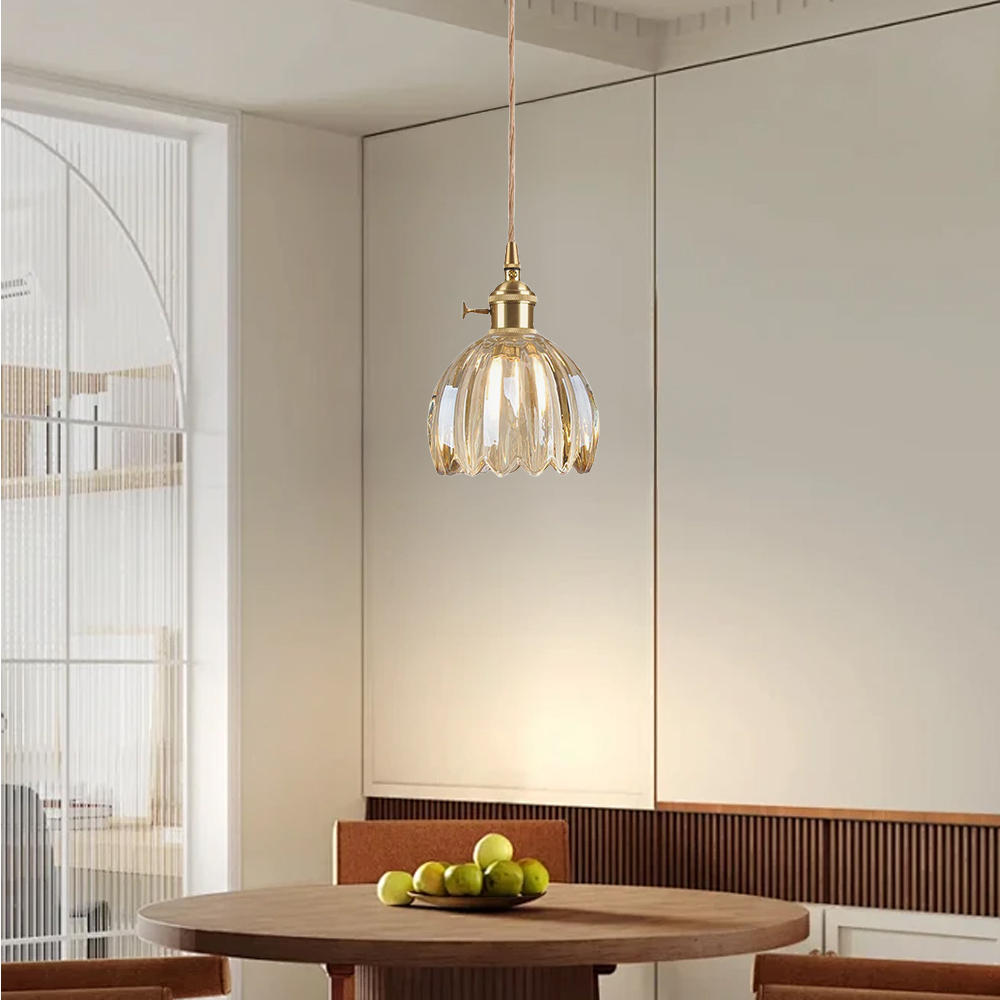 Retro Flower Glass Pendant Light
