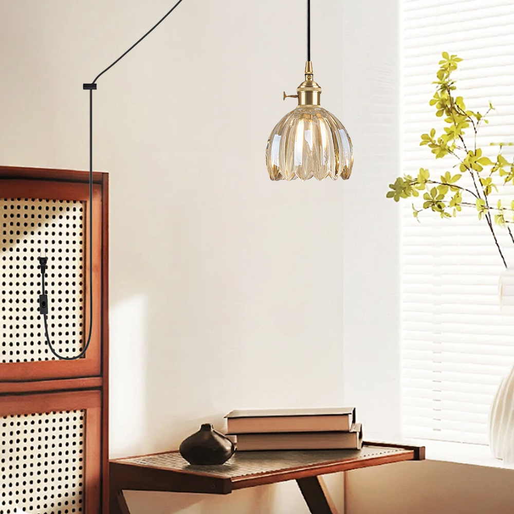 Retro Flower Glass Pendant Light