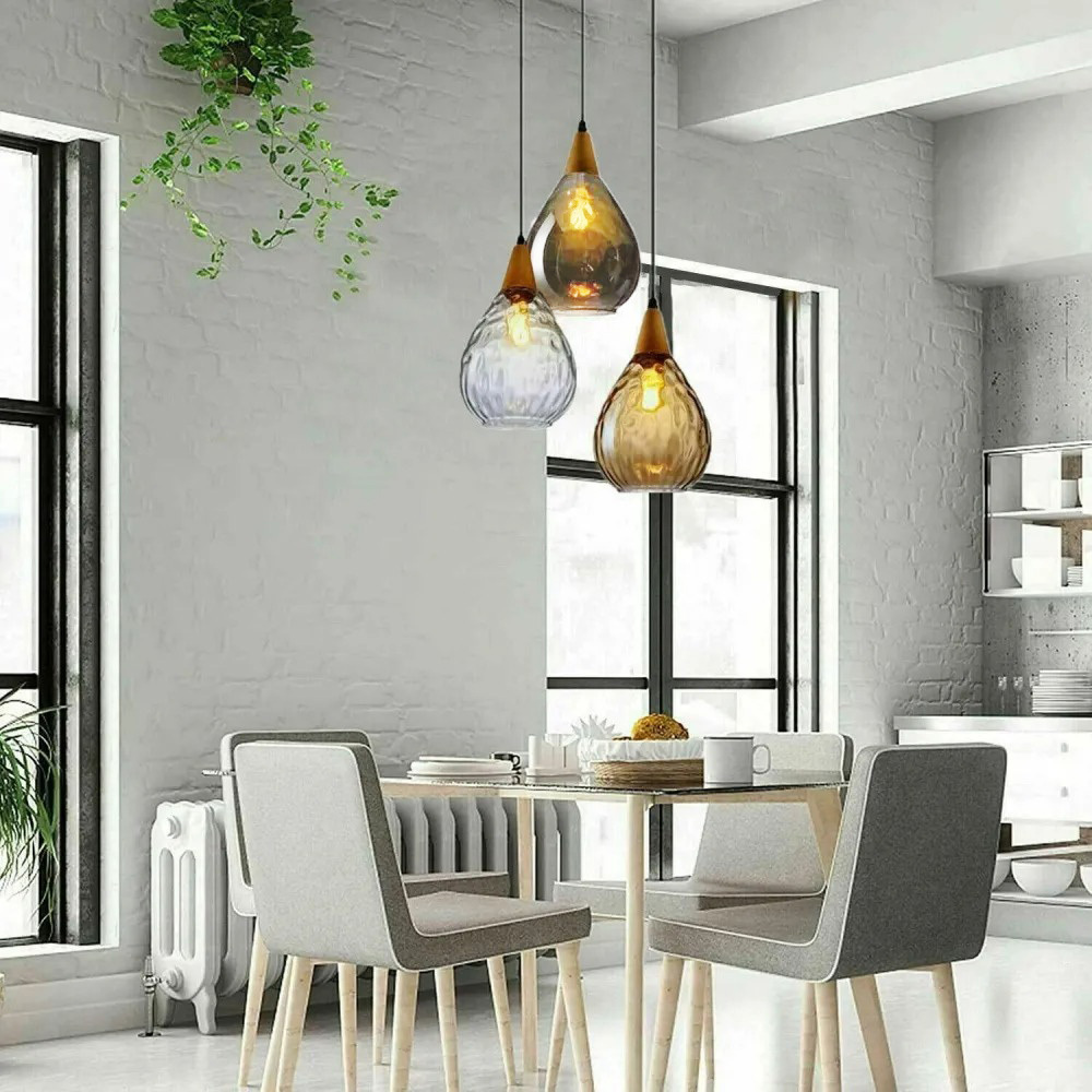 Retro Style Glass Mini Pendant Lighting Over Kitchen Island