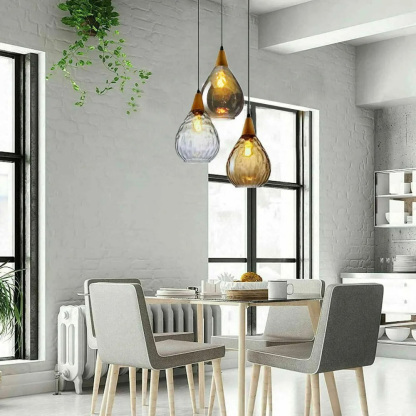 Retro Style Glass Mini Pendant Lighting Over Kitchen Island