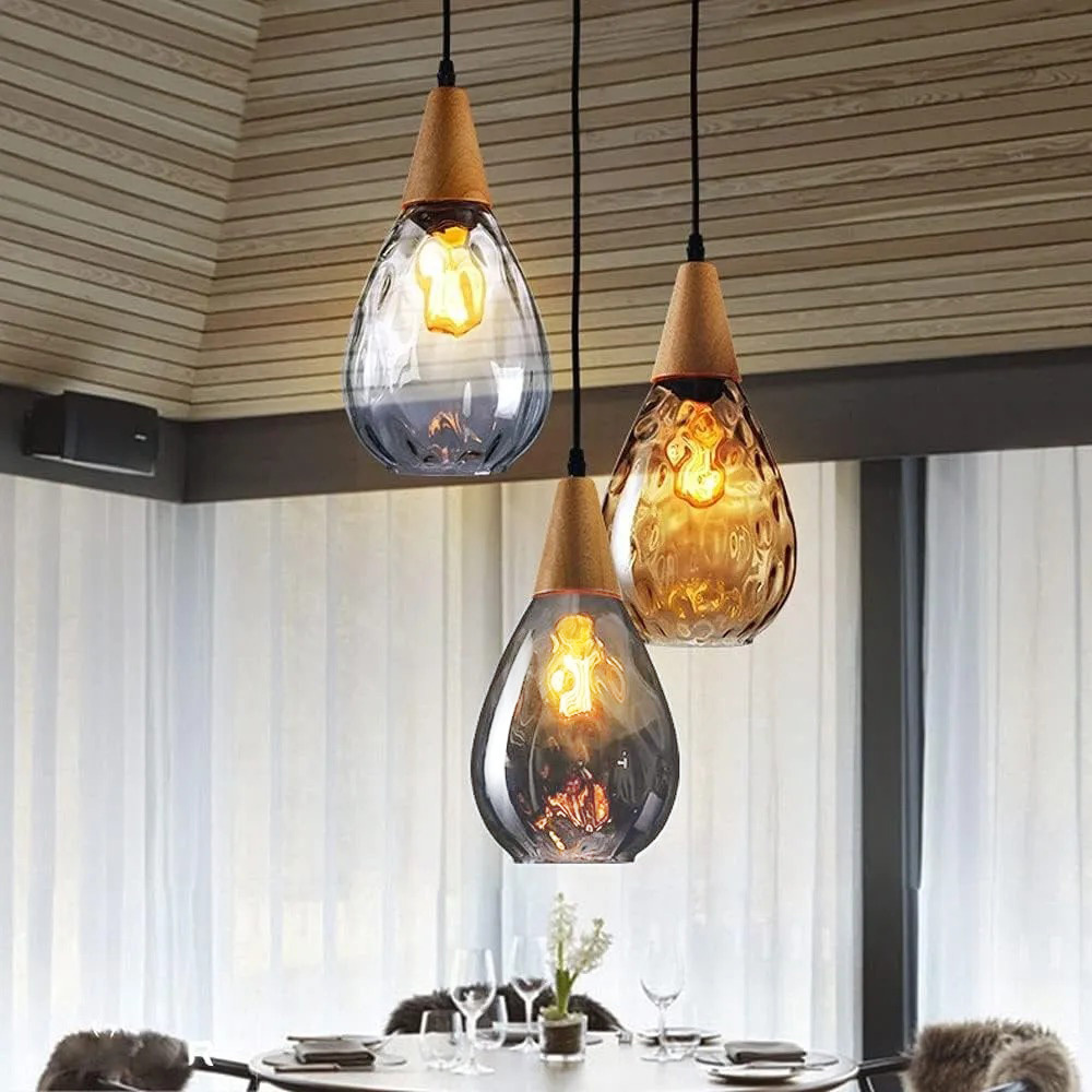 Retro Style Glass Mini Pendant Lighting Over Kitchen Island
