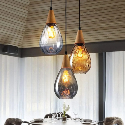 Retro Style Glass Mini Pendant Lighting Over Kitchen Island