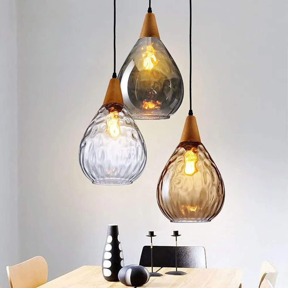 Retro Style Glass Mini Pendant Lighting Over Kitchen Island