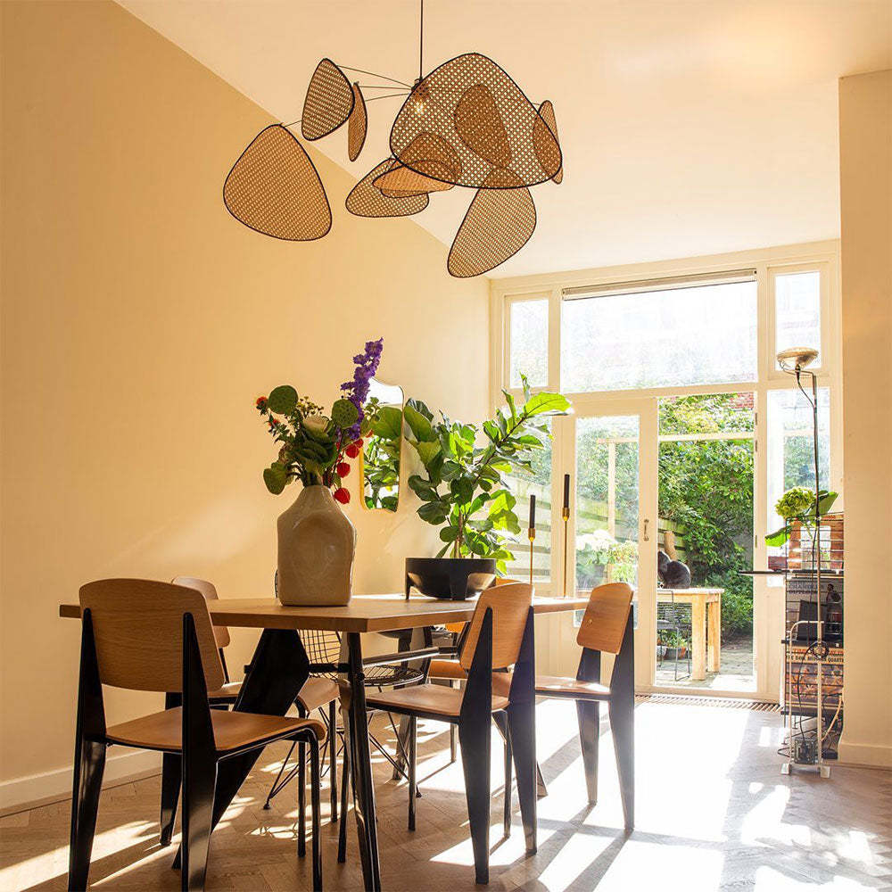 Hand Weaved Rattan Leaf Pendant Light For Living Room -Homdiy