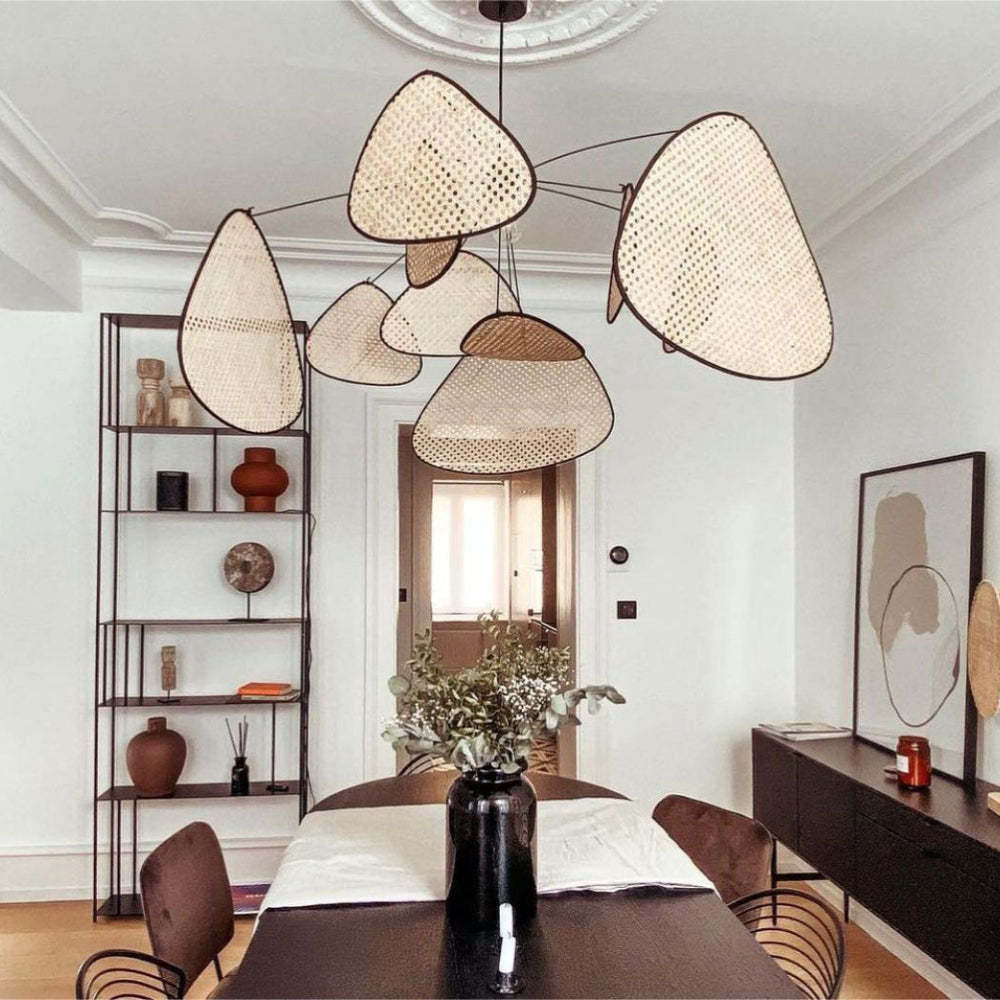 Hand Weaved Rattan Leaf Pendant Light For Living Room -Homdiy