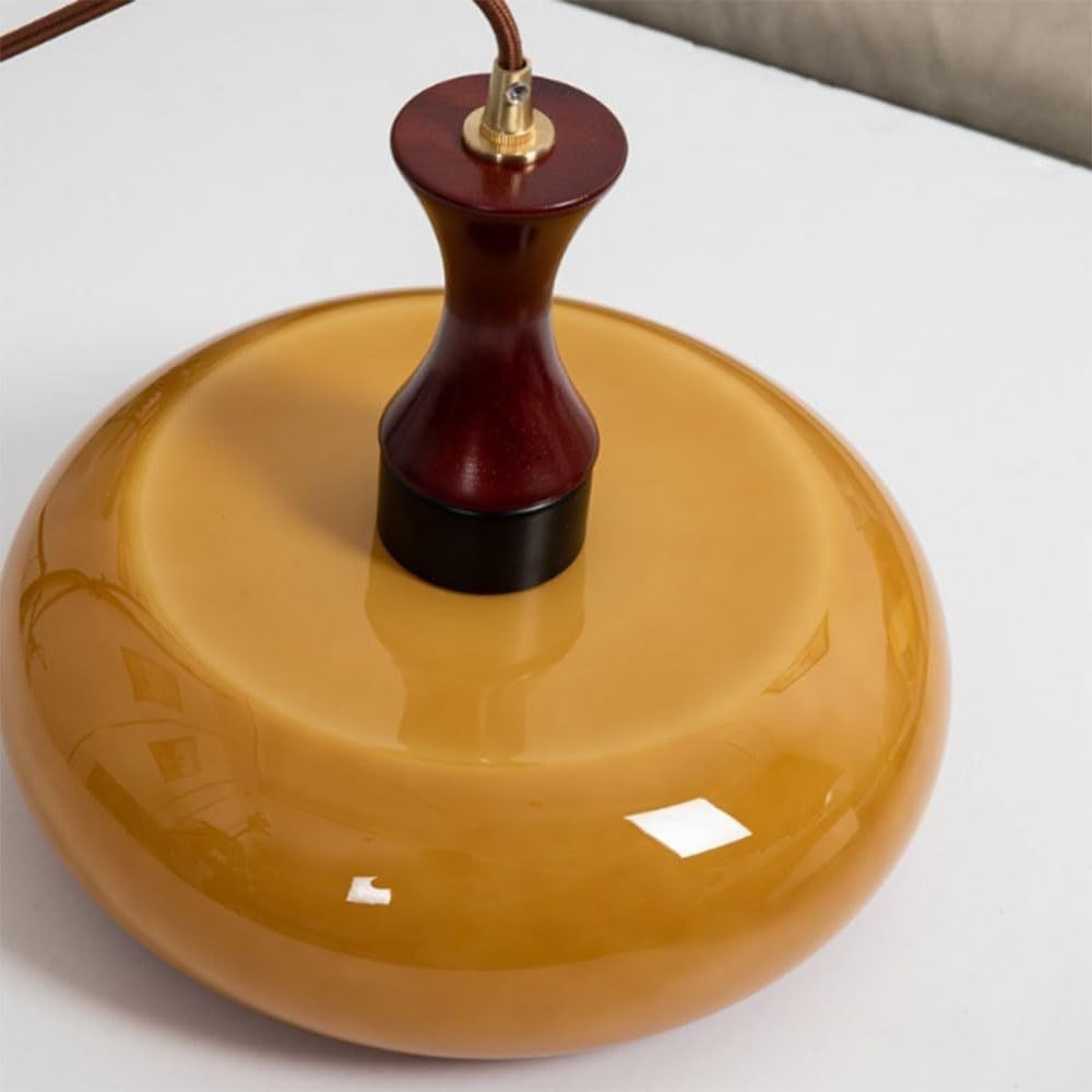 Retro Wooden Brown Dome Kitchen Island Hanging Light -Homdiy