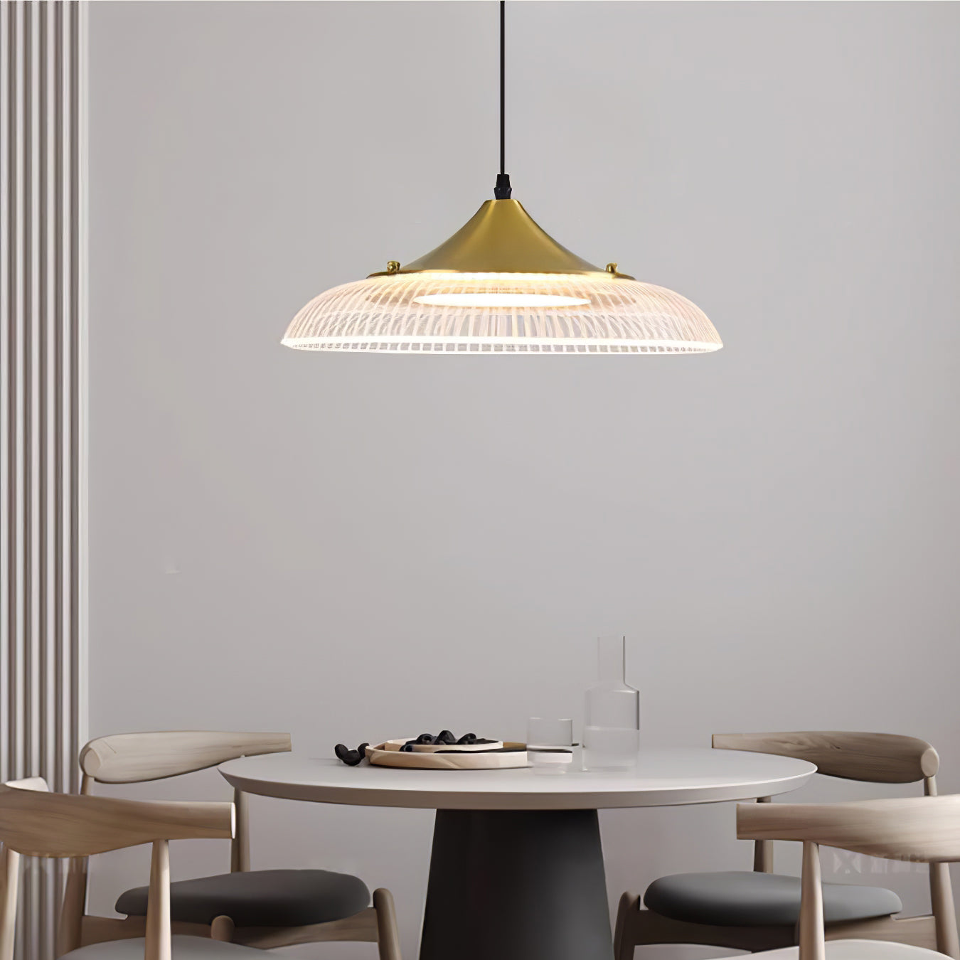 Round Acrylic LED Gold & Black Pendant Light -Homdiy