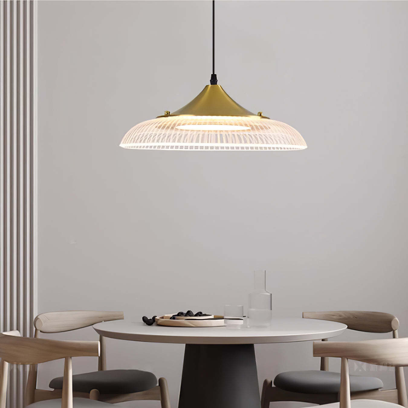 Round Acrylic LED Gold & Black Pendant Light -Homdiy