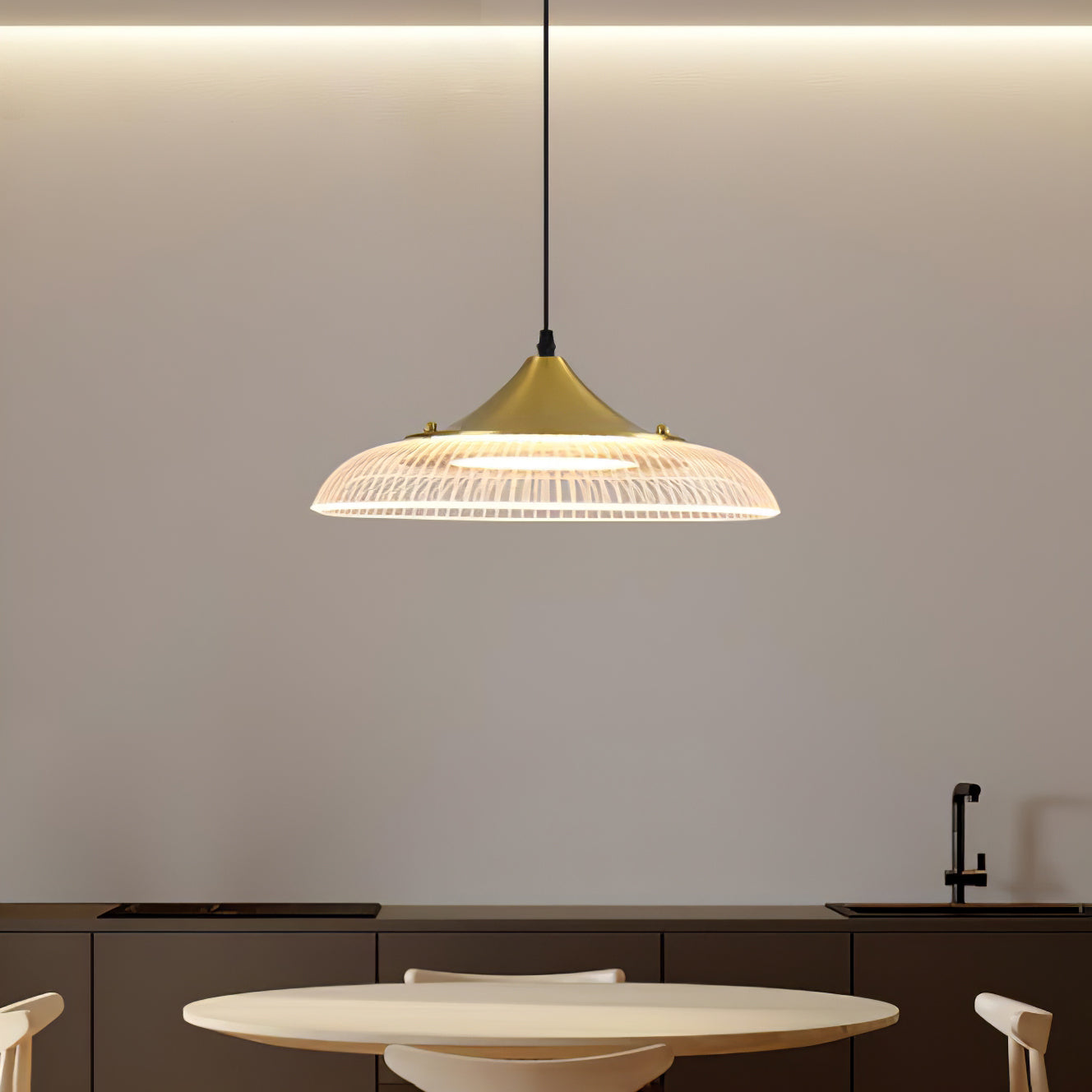 Round Acrylic LED Gold & Black Pendant Light -Homdiy