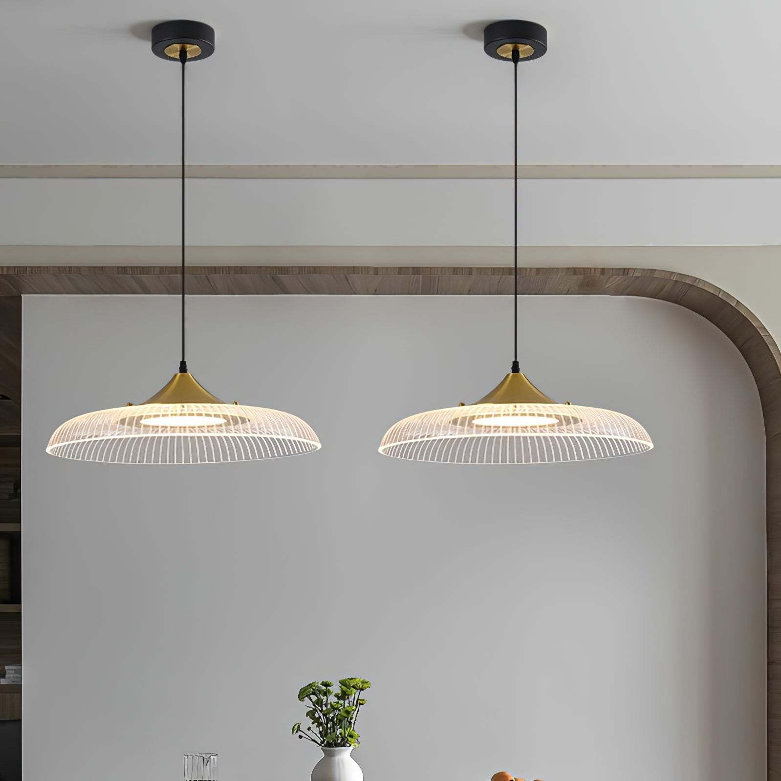 Round Acrylic LED Gold & Black Pendant Light -Homdiy