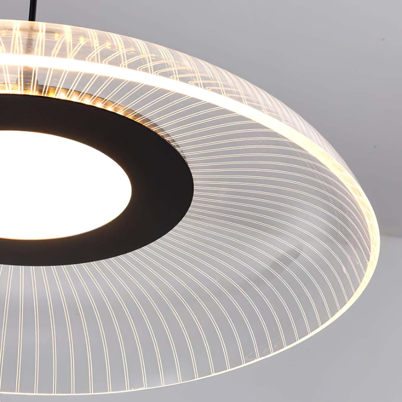 Round Acrylic LED Gold & Black Pendant Light -Homdiy