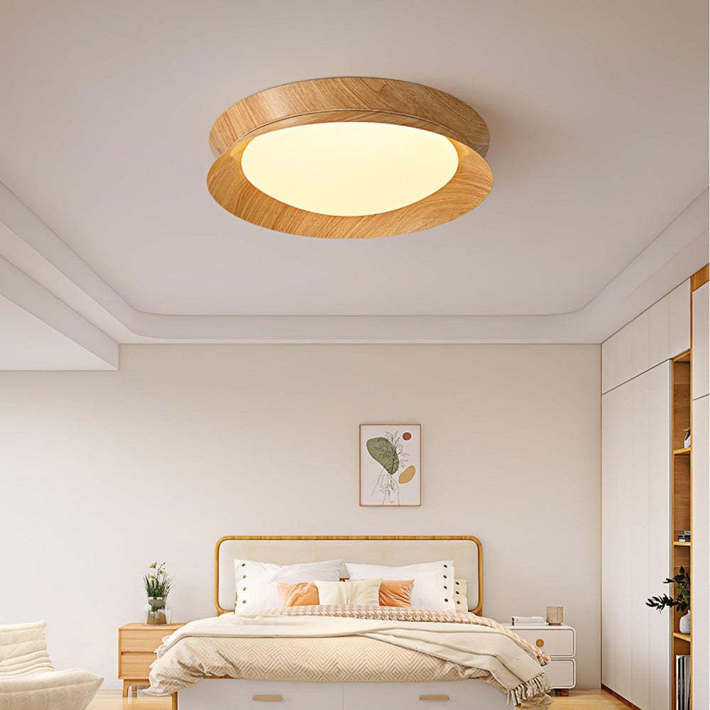 Modern Wood Grain Round Ceiling Light -Homdiy
