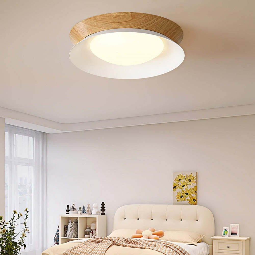 Modern Wood Grain Round Ceiling Light -Homdiy
