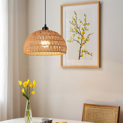 Rustic Natural Rope Pendant Light for Kitchen & Dining Room