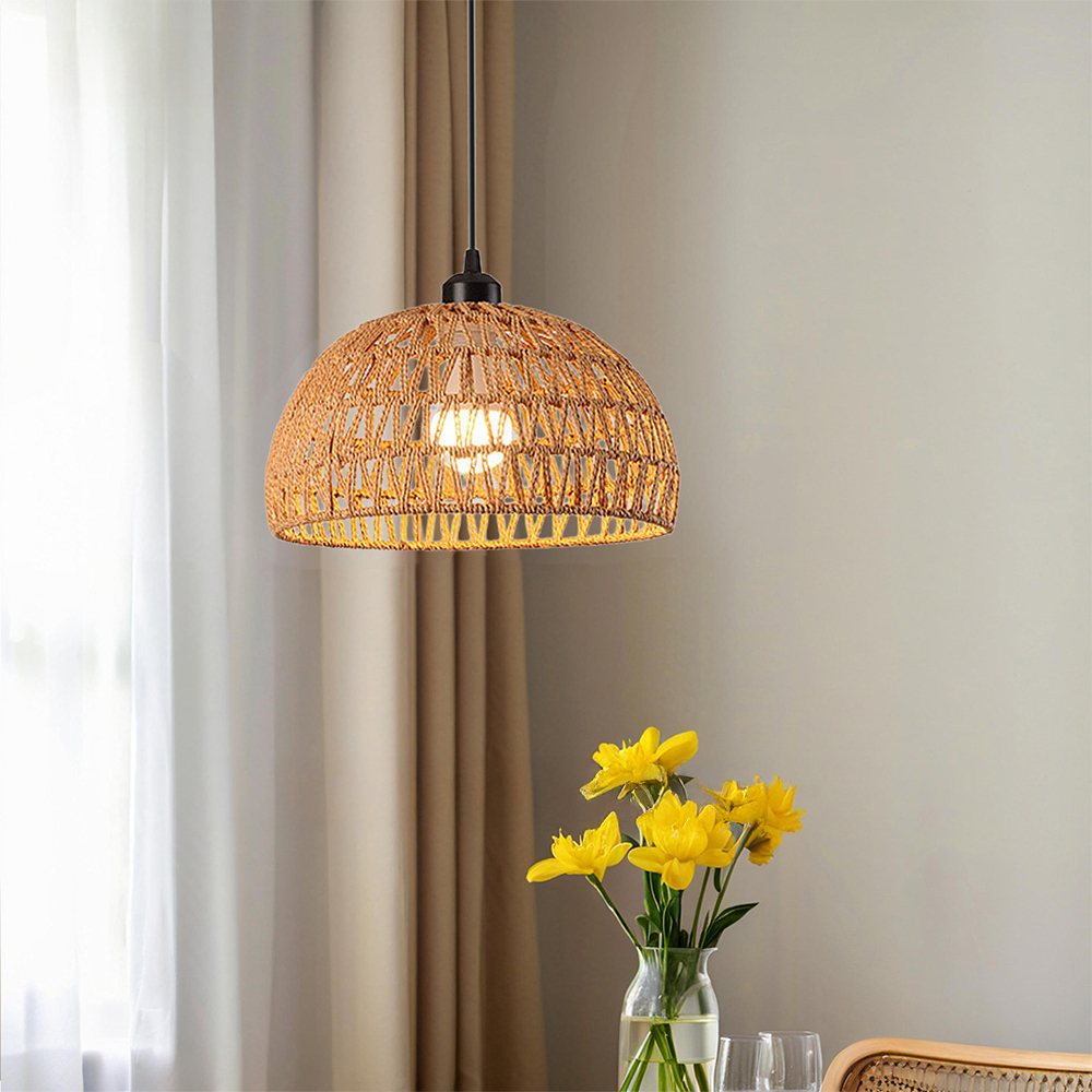 Rustic Natural Rope Pendant Light for Kitchen & Dining Room