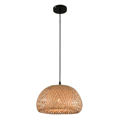 Rustic Rattan & Metal Pendant Light for Kitchen