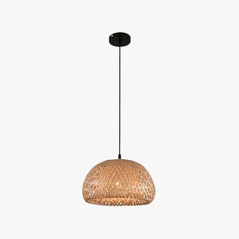 Rustic Rattan & Metal Pendant Light for Kitchen