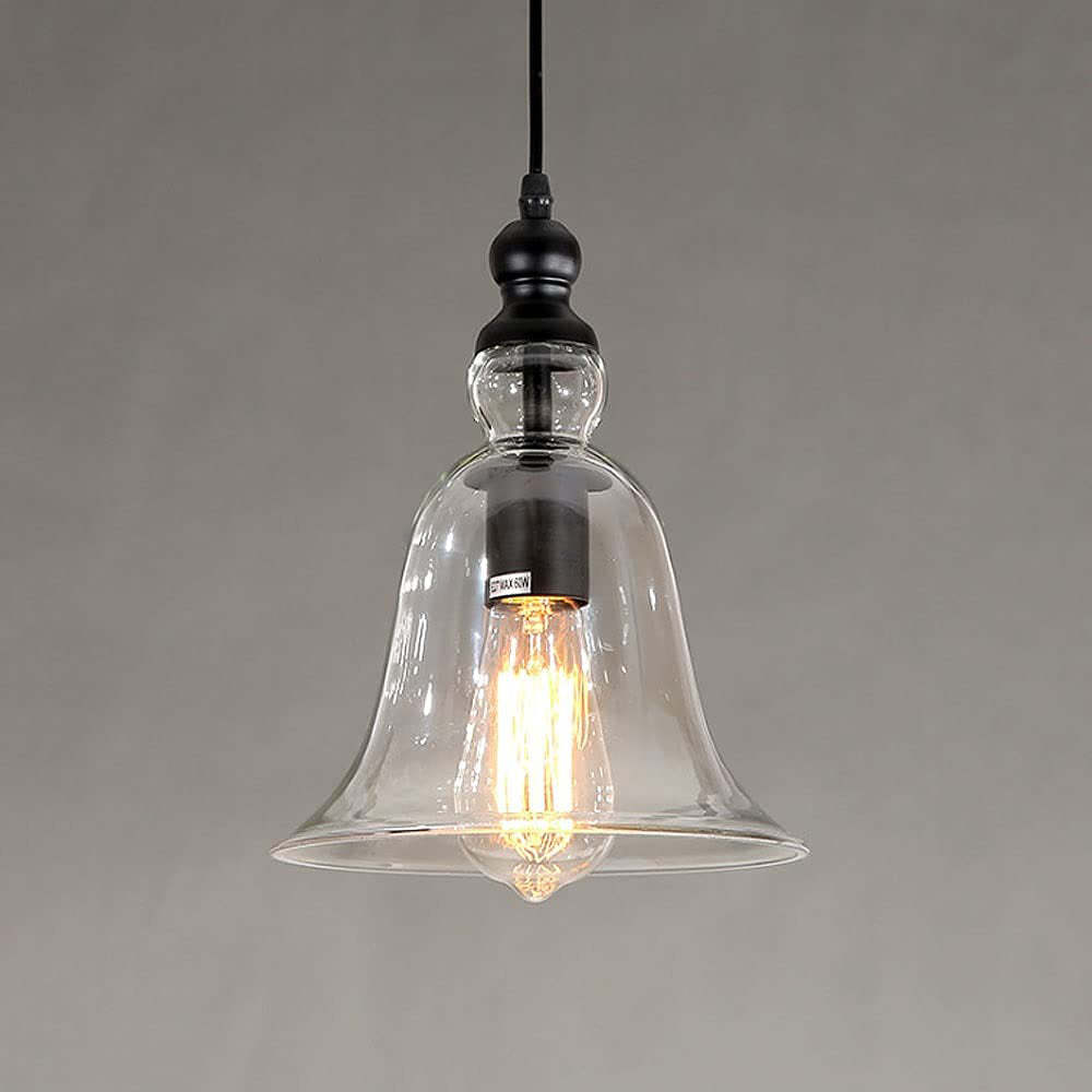 Industrial Style Bell Shape Glass Pendant Light -Homdiy