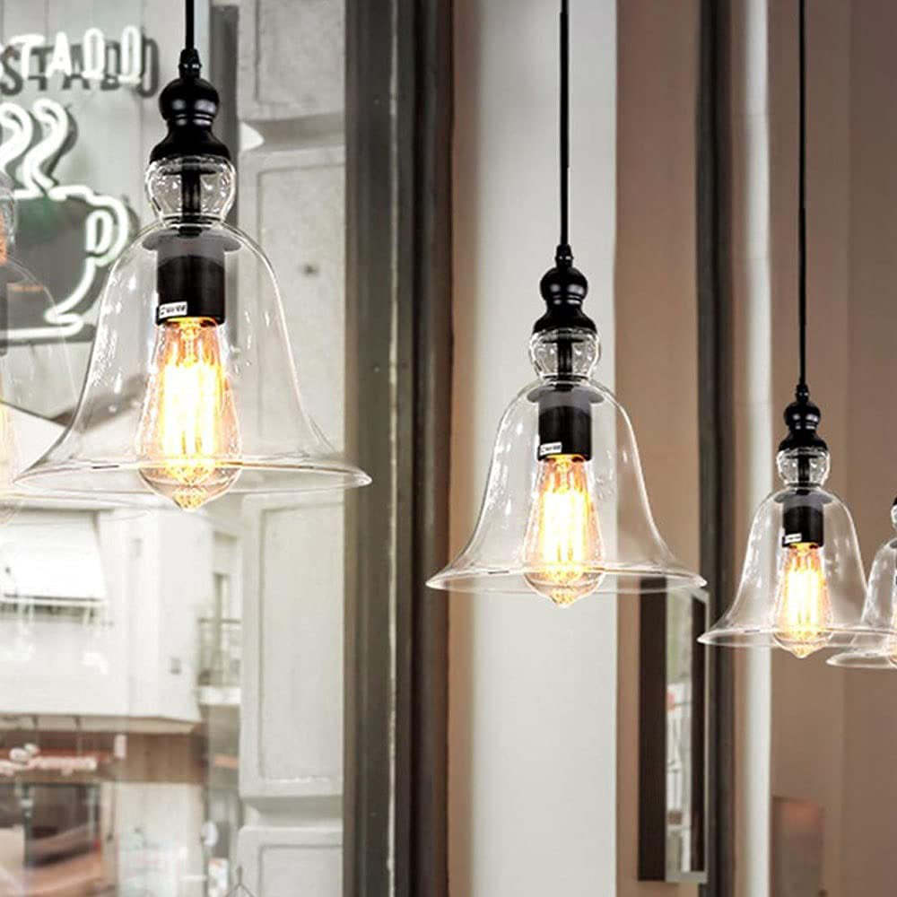 Industrial Style Bell Shape Glass Pendant Light -Homdiy