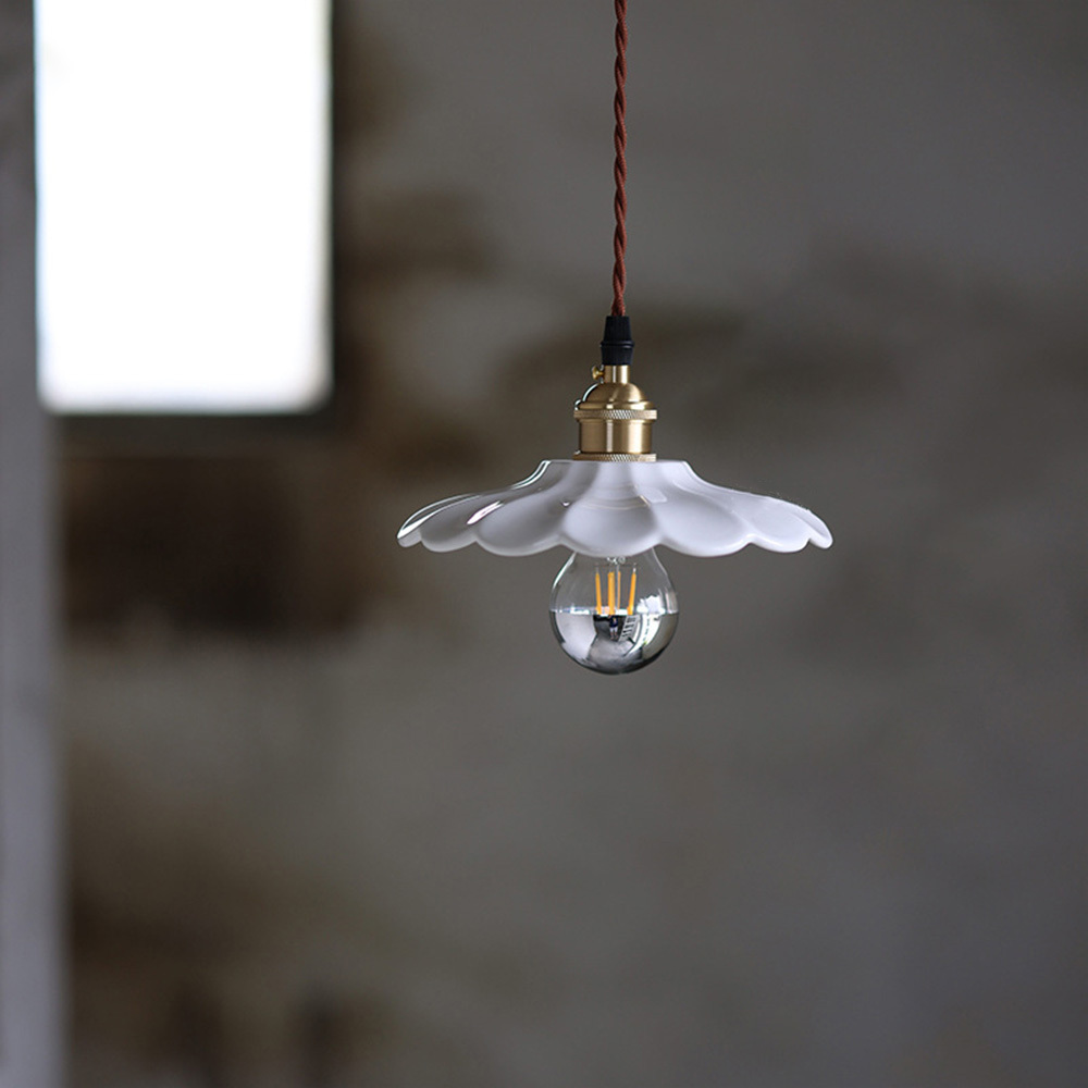 Rustic White Ceramics Pendant Light For Living Room