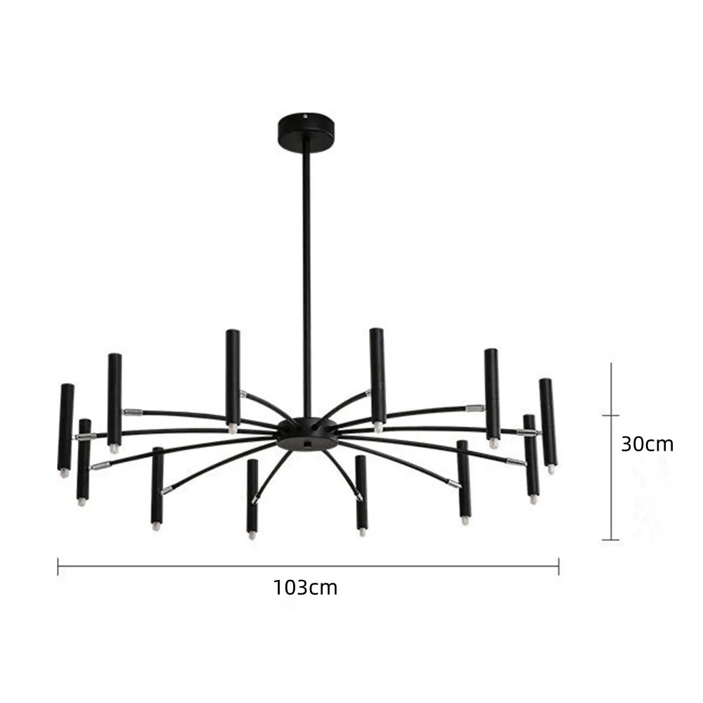 Large Chandelier Iron Black Living Room Pendant Light