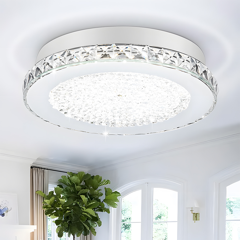 Vintage Silver Flush Mount Crystal Hallway Ceiling Lights-14