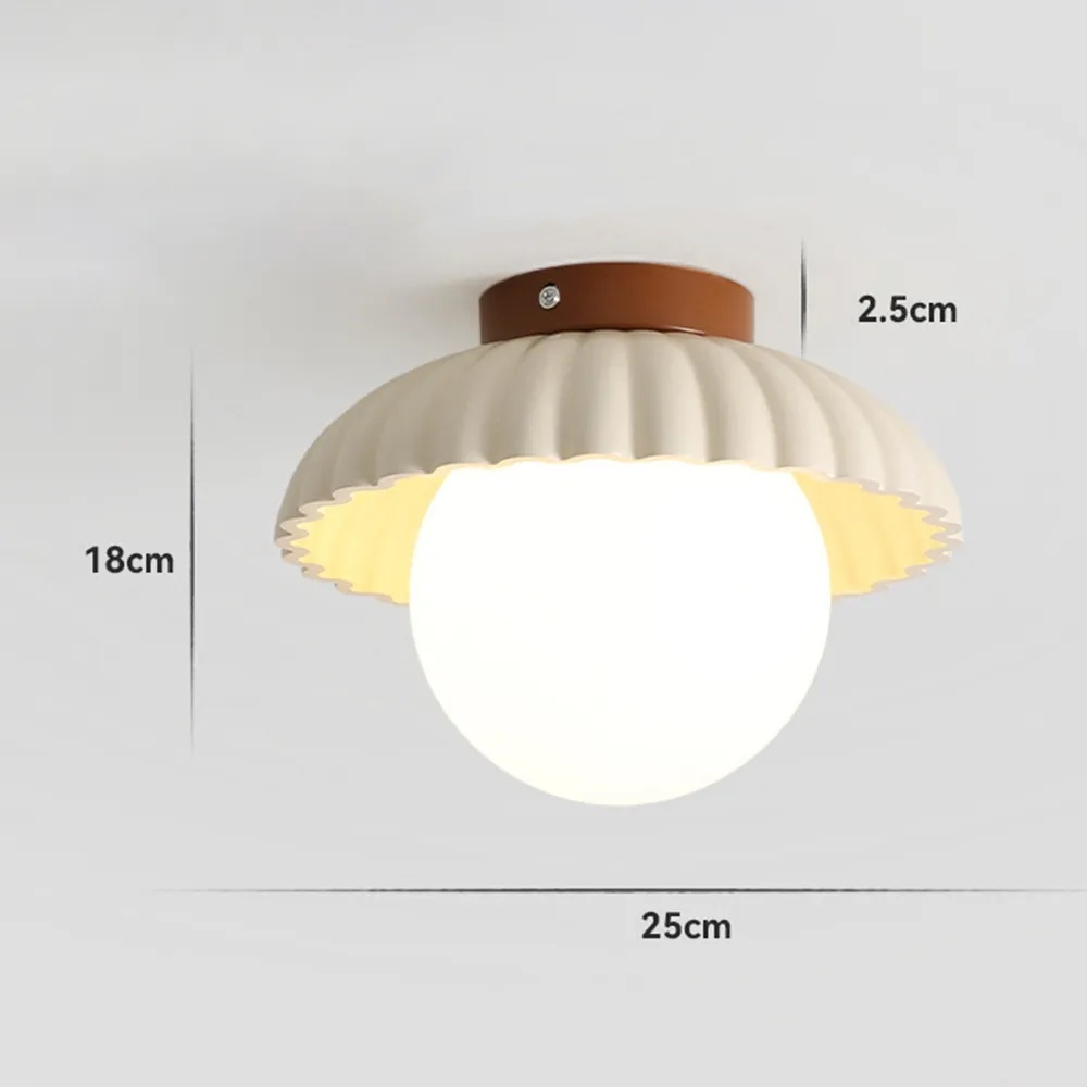 Cream Bud Glass Iron Hallway Ceiling Light 