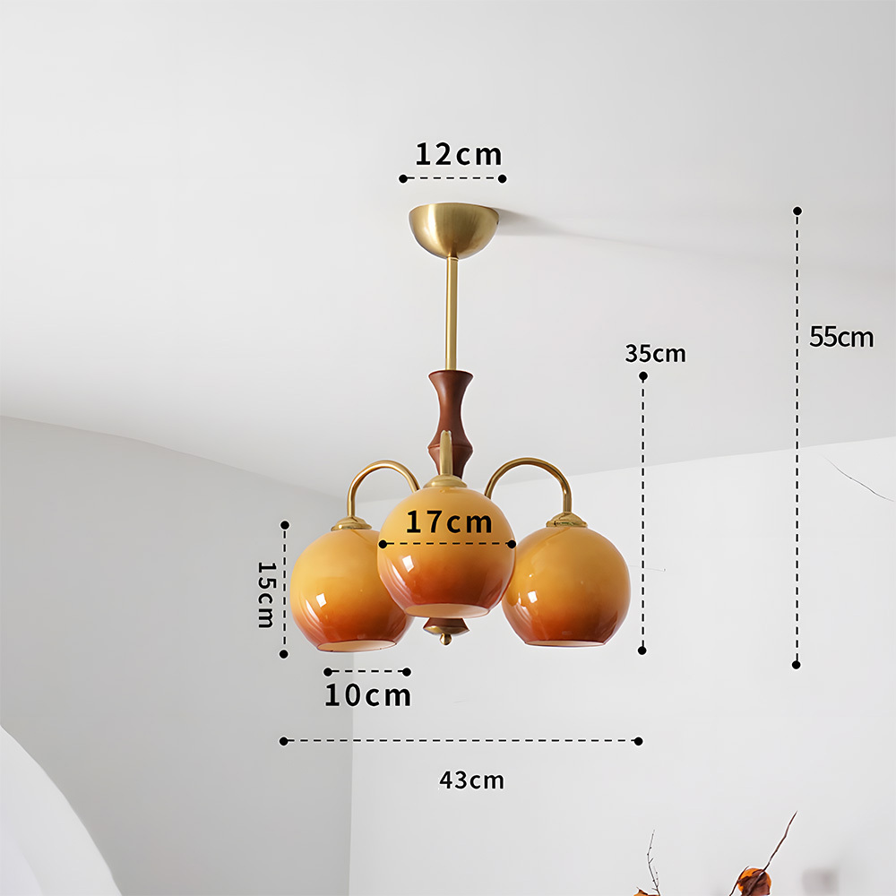 Medieval Ball Glass Iron Brown Living Room Chandelier