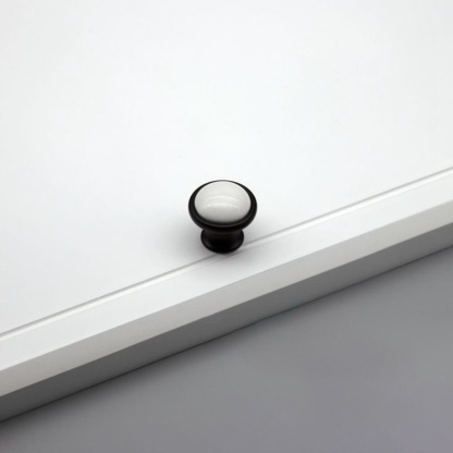 Solid Zinc Alloy Black & White Ceramic Cabinet Handle