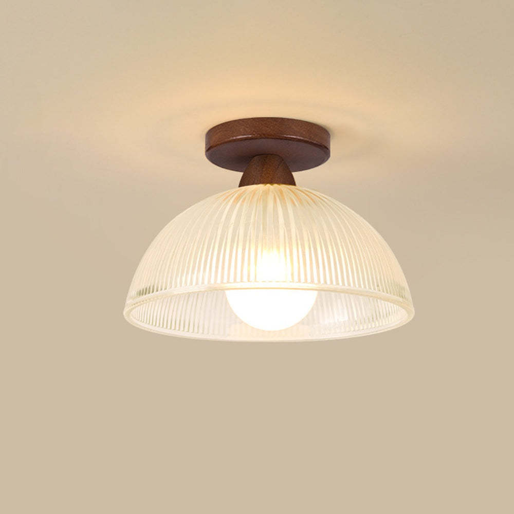 Natural Wooden Walnut Glass Ceiling Light -Homdiy